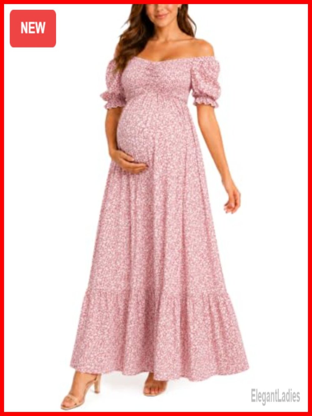 Maternity Maxi Dress 100% Polyester Off Shoulder Baby Shower Photoshoot Summer
